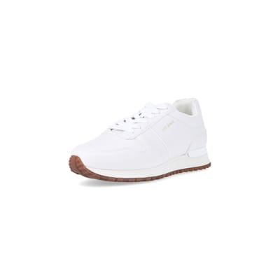 360 degree animation of product White embossed trainers frame-0