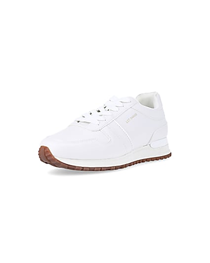360 degree animation of product White embossed trainers frame-0
