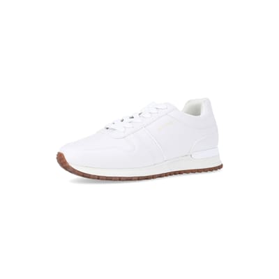 360 degree animation of product White embossed trainers frame-1
