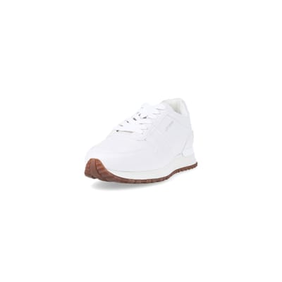360 degree animation of product White embossed trainers frame-23