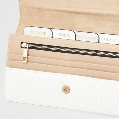 White embossed travel wallet