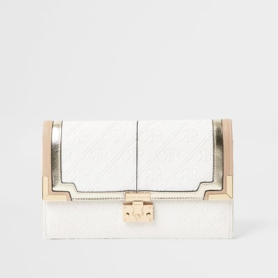 White embossed travel wallet