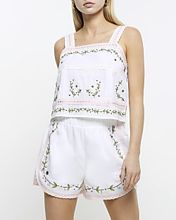 White embroidered cami top