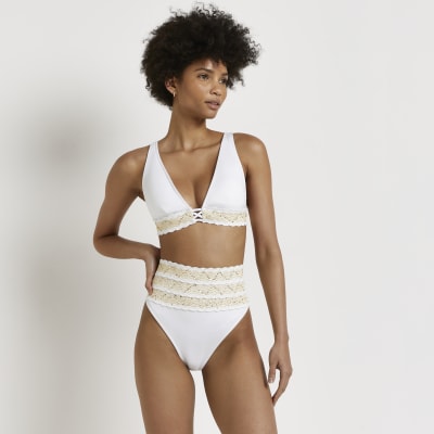 high waisted white bikini bottoms