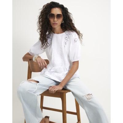Embroidered Lace Peplum T shirt