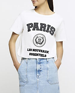 White embroidered Paris t-shirt