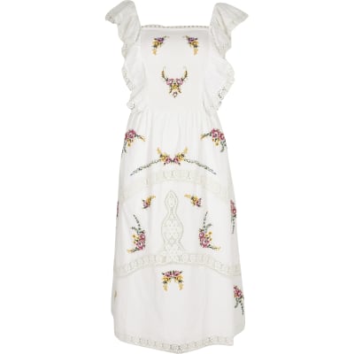 river island white linen dress