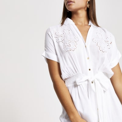 white embroidered beach dress