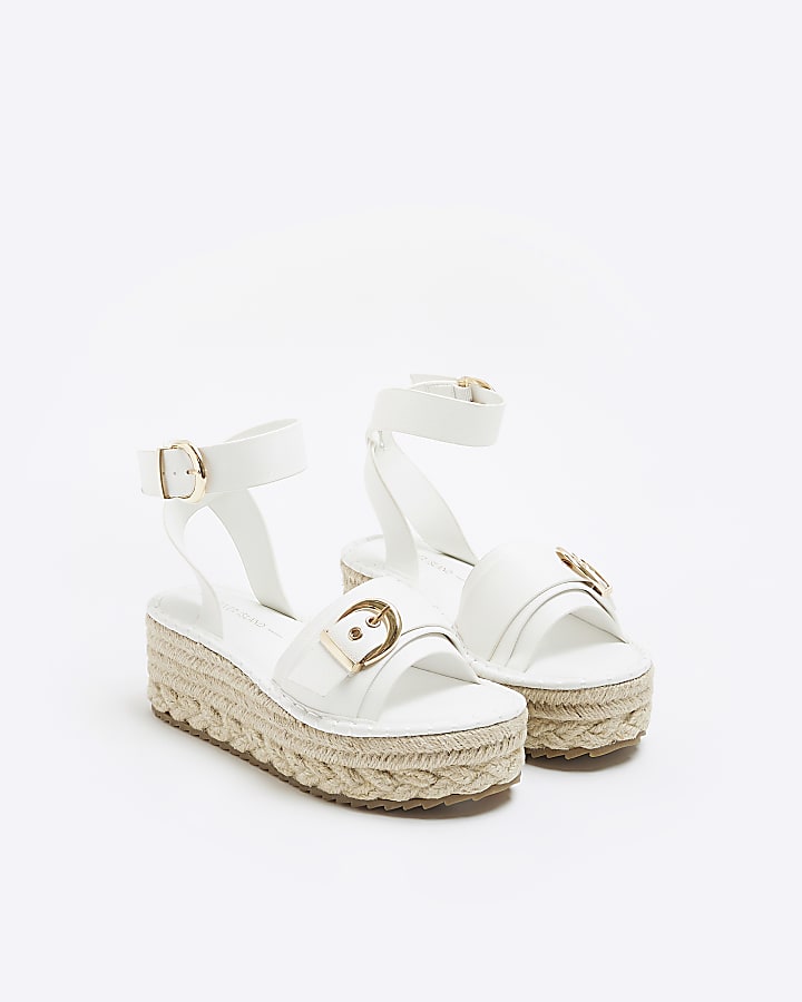 White espadrille platform sandals