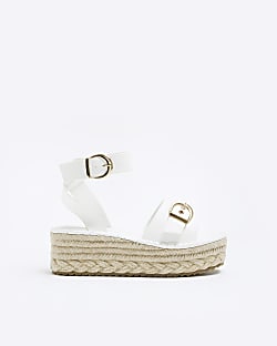 White espadrille platform sandals