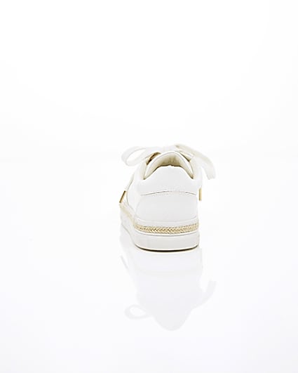 360 degree animation of product White espadrille trim lace-up trainers frame-16