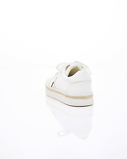 360 degree animation of product White espadrille trim lace-up trainers frame-17