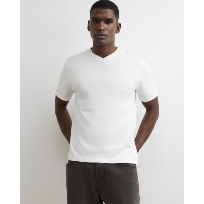 White Essential Slim Fit V Neck T-Shirt