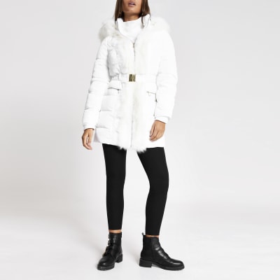 white fur trim coat