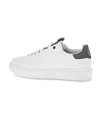 360 degree animation of product White faux leather quilted design trainers frame-4