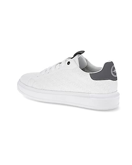 360 degree animation of product White faux leather quilted design trainers frame-5