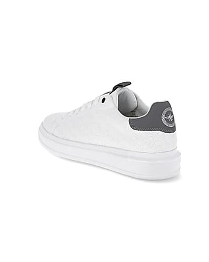 360 degree animation of product White faux leather quilted design trainers frame-6