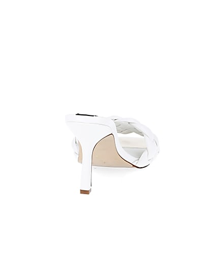 360 degree animation of product White faux leather woven high heel sandal frame-10