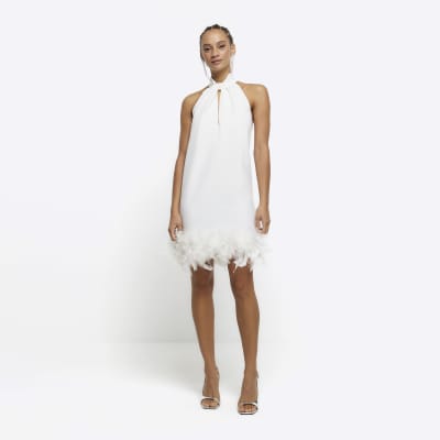 River island white cheap feather dress