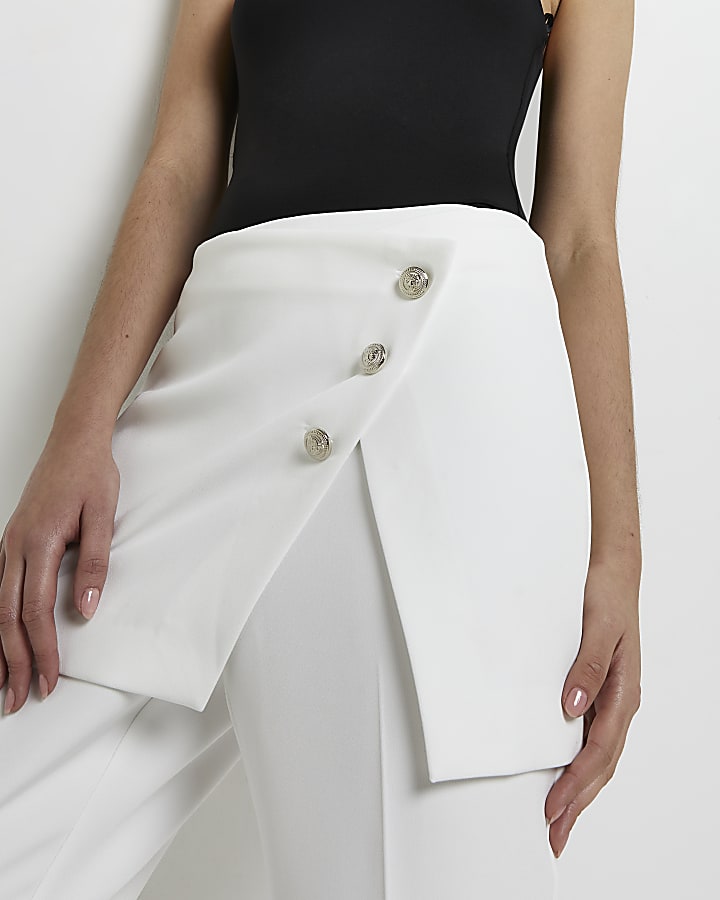 White flared trouser skirt