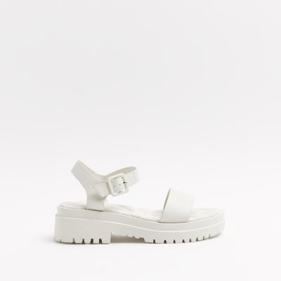 white flatform sandals