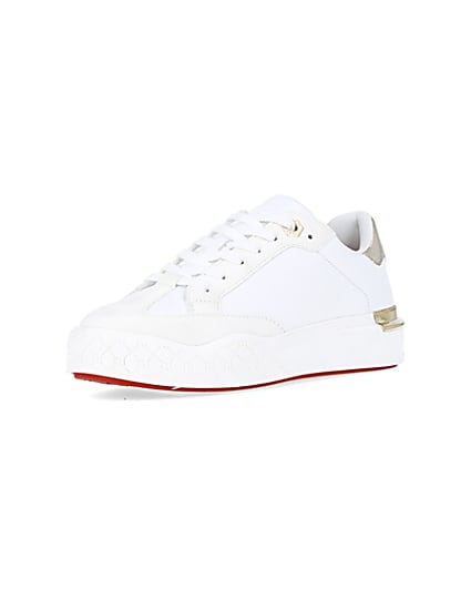 360 degree animation of product White flatform trainers frame-0