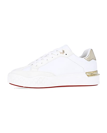 360 degree animation of product White flatform trainers frame-2