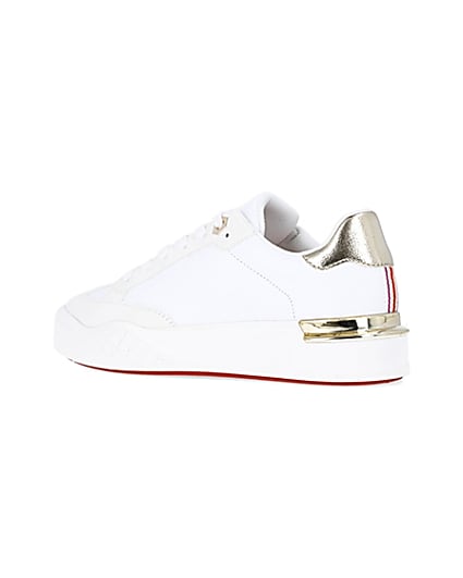 360 degree animation of product White flatform trainers frame-5