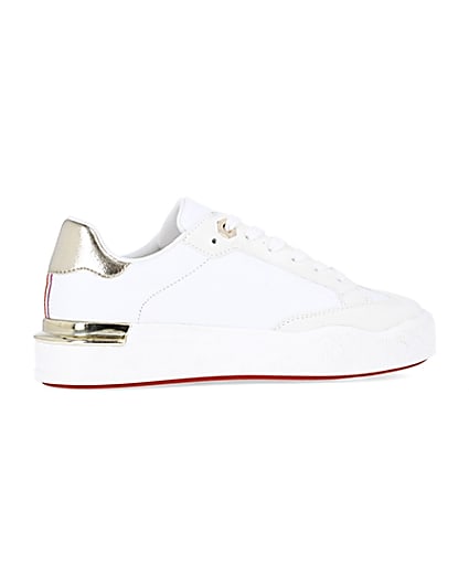 360 degree animation of product White flatform trainers frame-14