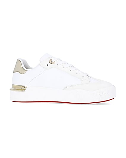 360 degree animation of product White flatform trainers frame-16