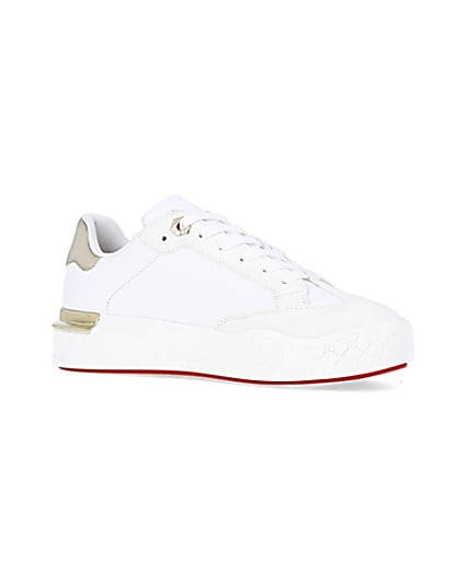 360 degree animation of product White flatform trainers frame-17