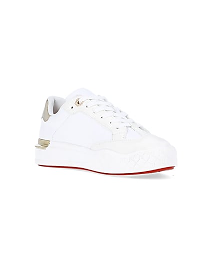 360 degree animation of product White flatform trainers frame-18
