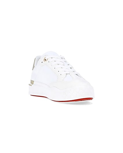 360 degree animation of product White flatform trainers frame-19