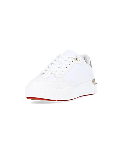 360 degree animation of product White flatform trainers frame-23