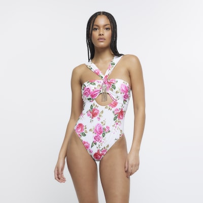 River island hot sale white floral swimsuit