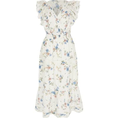 river island white floral dress