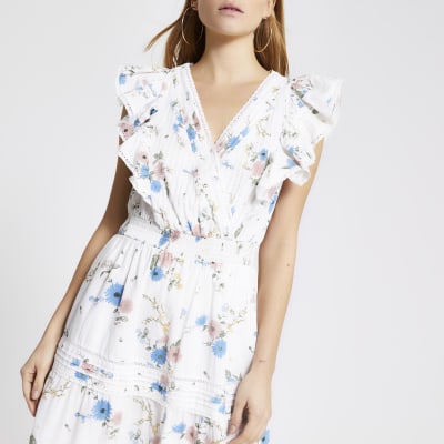 river island white floral dress