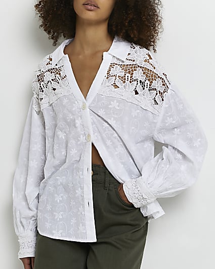 White floral lace shirt
