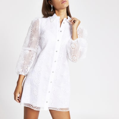 river island white floral dress