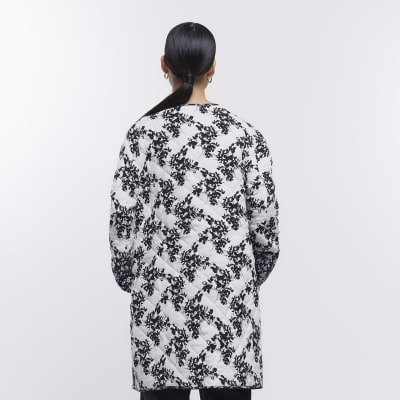 White floral quilted coat River Island