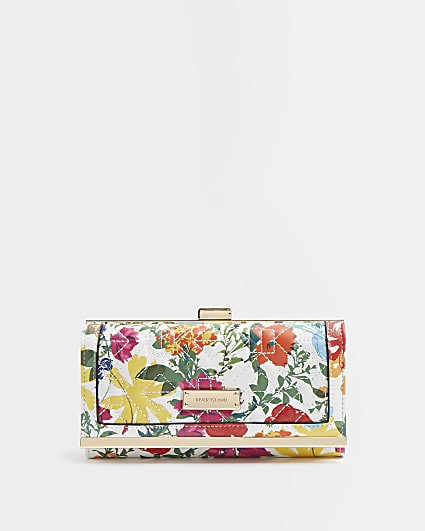 White floral quilted purse