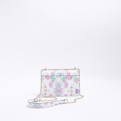 White floral satchel and purse bundle