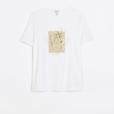 White flower graphic t-shirt