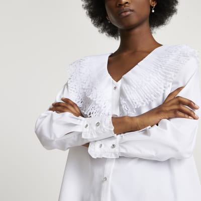 white frill collar shirt