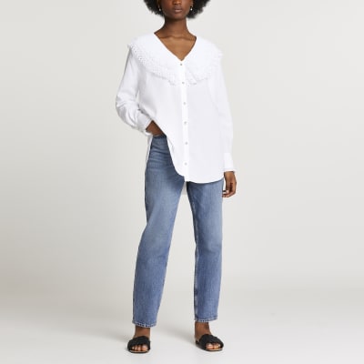 white frill collar shirt