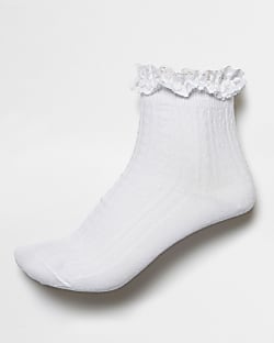 White frill detail socks