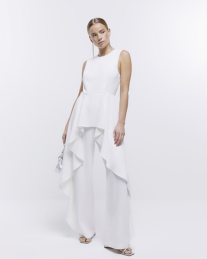 White frill jumpsuit