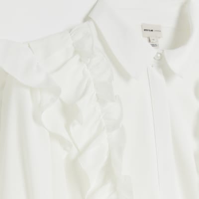 White frill long sleeve shirt