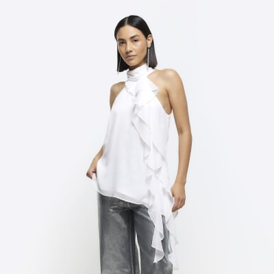 River island store white frill shirt