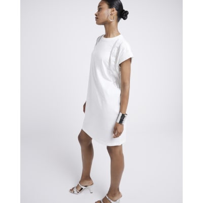 River island white fringe dress online